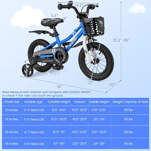 Vista 6 de BABY JOY Bicicleta para niños, 12, 14, 16, 18, 20 pulgadas, bicicletas para niños y niñas, adolescentes de 3 a 8 años o más con ruedas