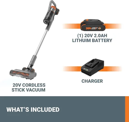 Vista 7 de WORX Aspiradora inalámbrica de 20 V WX038L.1, potente aspiradora inalámbrica de 25 Kpa de alta succión para pelo de mascotas, aspiradora de mano