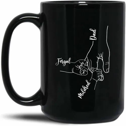 Vista 10 de Taza de café personalizada con la bandera estadounidense para el abuelo y el día del padre, nombres personalizados para papá y niños, taza