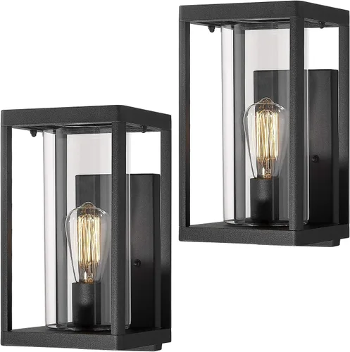 Vista 16 de Beionxii Luces de poste exterior, linterna de poste exterior grande moderna de 20 pulgadas con base de montaje en muelle, aluminio fundido negro