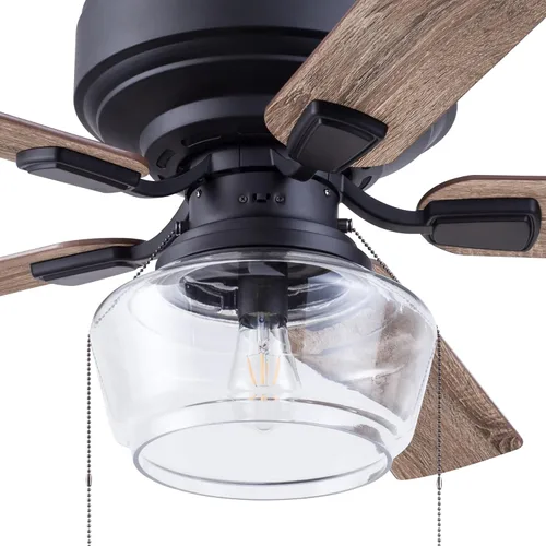 Vista 10 de Prominence Home MaCenna 51663-01 - Ventilador de techo LED tradicional de 52 pulgadas con luz de vidrio transparente, cadena de tracción, 5