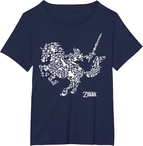Vista 13 de The Legend of Zelda Camiseta con diseño de símbolos de caballo Azul Marino