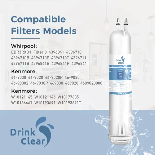 Vista 3 de EDR3RXD1 - Filtro de agua de repuesto, compatible con 4396841, filtro 3, 4396710, Kenmore 46-9083, 46-9030 filtro de agua para refrigerador, 1
