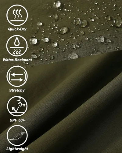 Vista 6 de Pantalones cortos elásticos de secado rápido para hombre, pantalones cortos de trabajo ligeros, 6 bolsillos para ciclismo, viajes, camping