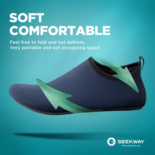 Vista 3 de SEEKWAY Water Shoes Quick-Dry Aqua Socks Barefoot Slip-on for Beach Pool Swim River Yoga Lake Surf Women Men Black SK001