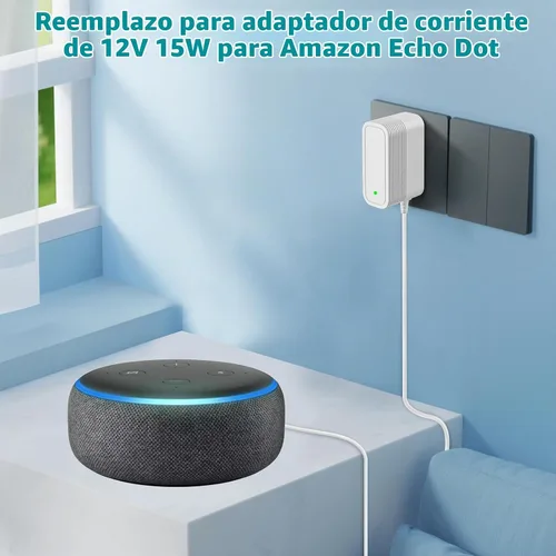 Vista 3 de Adaptador de corriente de repuesto de 15 W para Amazon Alexa Dot 3ª generación, Dot 4ª generación, Dot 5ª generación 2022, Echo Pop, Echo Show 5