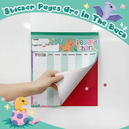 Vista 3 de Reward Chart for Kids – Dinosaur Magnetic Kids Behavior Chart, Pad with 26 Chore Charts, 1920 Star Stickers, 49 Incentive Stickers, Responsibility