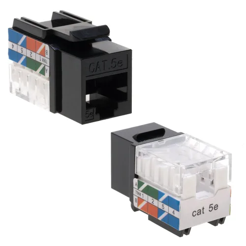 Vista 5 de SATMAXIMUM Conector de pared Ethernet Keystone Cat5e Punch Down UTP 45 grados (terminación más fácil que 90 grados), terminación de velocidad