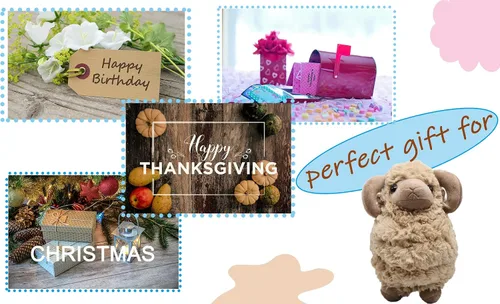 Vista 6 de BABOLI Peluche de oveja de peluche adorable y esponjoso, súper suave y lindo, muñeca de cordero, regalos bonitos para niños y niñas, regalo
