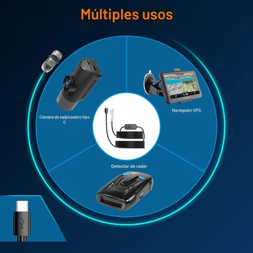 Vista 4 de Kit de cable duro USB-C Vantrue de 11.5 pies (12V–24V a 5V) con funcionalidad de accesorio, protección de bajo voltaje para N4(S)/N4