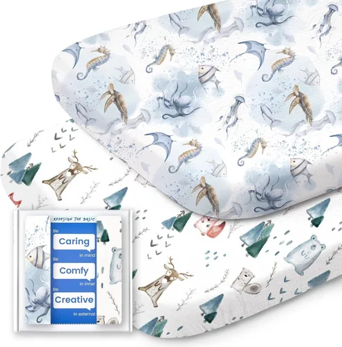 Vista 89 de Sábanas suaves para cuna de niño de alta calidad, sábana bajera para cuna ultra transpirable, sábanas súper elásticas de 28 x 52 x 9 pulgadas