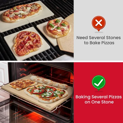 Vista 5 de Unicook Piedra de pizza extragrande de 24 x 18 pulgadas para hornos caseros y hornos comerciales, piedra rectangular para hornear, ideal