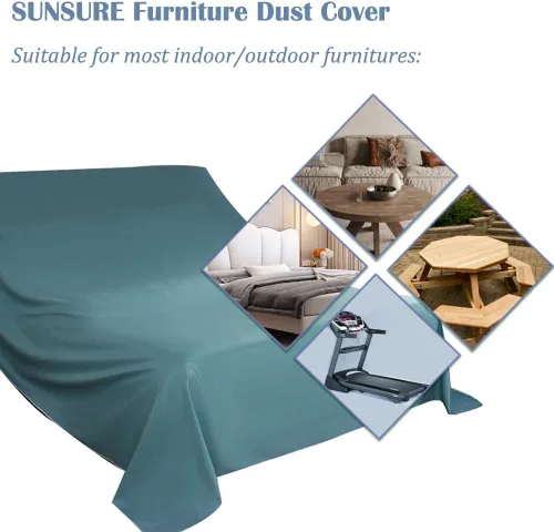 Vista 4 de SUNSURE Funda antipolvo para muebles para sofás, sillas, colchón de tamaño Queen, paño antipolvo para muebles de interior y exterior, cubierta