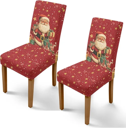 Vista 37 de Rnyleeg Juego de 1 fundas navideñas para sillas de comedor, color azul oscuro, fundas protectoras extraíbles y lavables para sillas de cocina