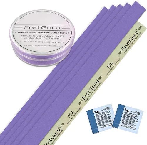 Vista 9 de FretGuru Haz de Lijado Nivelador de Trastes – (10" ~ 250mm) Archivo nivelador profesional para luthier de guitarra incluye papel de lija de 100