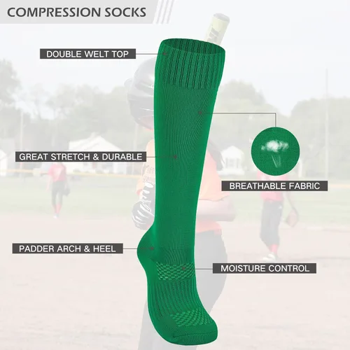Vista 2 de American Trends Calcetines de sóftbol para niñas y adultos, calcetines de béisbol y sóftbol, calcetines deportivos con puntadas, para niñas jóvenes