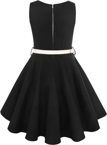 Vista 3 de gogoparti Vestido vintage para niñas, vestidos para ocasiones especiales con collar, vestido de lunares para niños, vestido de fiesta retro