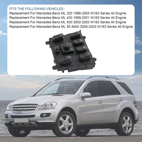 Vista 2 de JDMSPEED Nuevo interruptor de control maestro de ventana de energía eléctrica de repuesto para Mercedes Benz ML320 1998-2003, ML500 2002-2003, ML55
