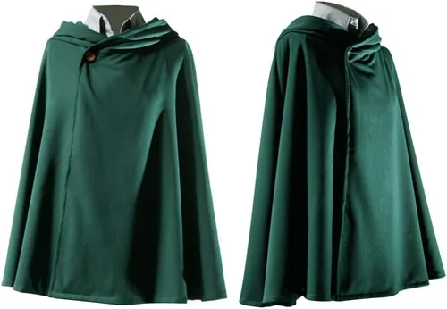Vista 4 de Capa de cosplay de anime Shingeki No Kyojin, capa de Halloween, disfraz de cosplay con collar y llavero