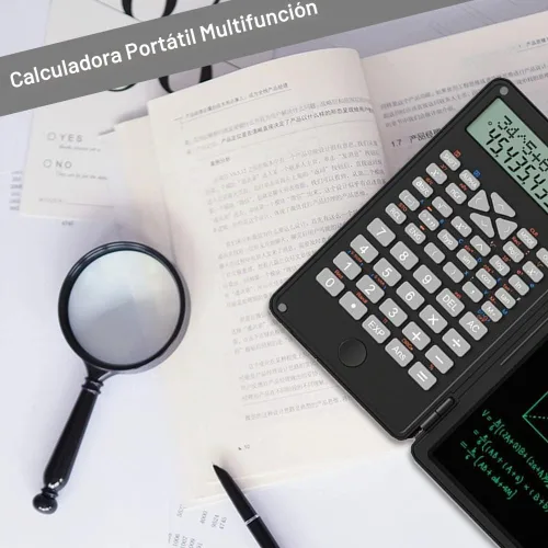 Vista 6 de Calculadora científica con tableta de escritura 2 en 1 calculadora portátil Negro