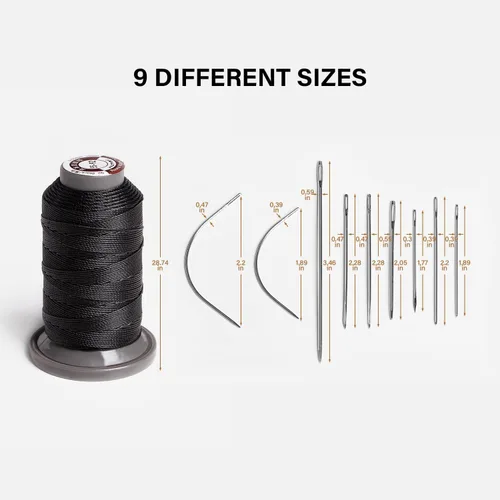Vista 7 de WUTA Juego de agujas de coser a mano de hilo encerado, suministros de costura de cuero para tapicería del hogar, bolsas de lona de cuero, sofá