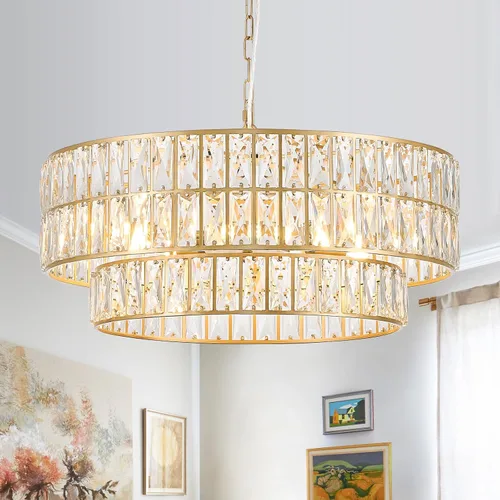 Vista 15 de CATINER Candelabros pequeños de cristal dorado, candelabro moderno de montaje semiempotrado con 4 luces de tambor de cristal, accesorio de luz
