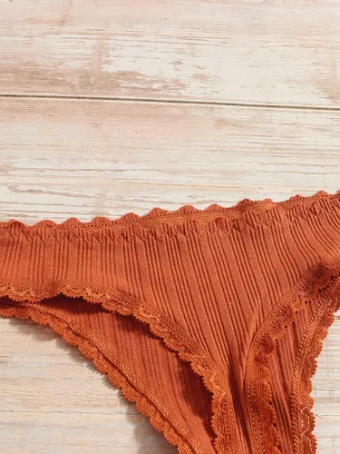 Vista 4 de SHENHE Ropa interior de 7 piezas para mujer, con ribete de encaje, lazo y tiro bajo