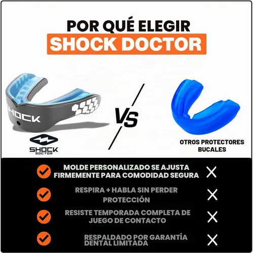 Vista 5 de Shock Doctor Gel Max Power Carbon - Protector bucal convertible Blanco/Oro Lux