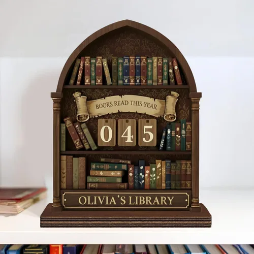 Vista 9 de Rastreador de Lectura de Libros Personalizado, Contador de Libros Leídos Este Año, Decoración de Biblioteca, Letrero de Seguimiento de Libros