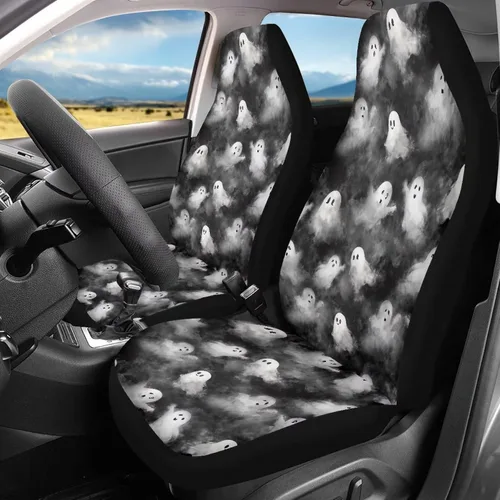 Vista 26 de Bulopur Fundas para asientos de coche negras y blancas con forma de murciélago, protector de asiento de coche universal, accesorios de coche