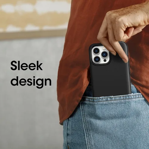Vista 3 de OtterBox Funda para iPhone 13 Pro Max y iPhone 12 Pro Max Symmetry Series - Negro, ultra suave, compatible con carga inalámbrica, bordes elevados