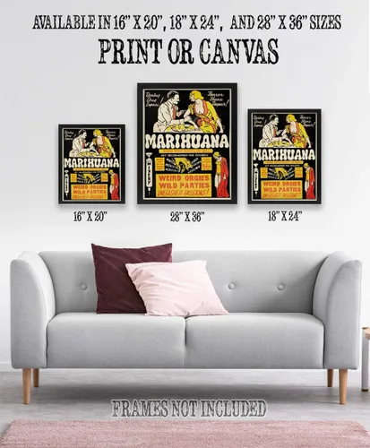 Vista 2 de Marihuana - Gran decoración y regalo para los amantes de la marihuana, maleza, maceta, 420 y cannabis por menos de 35 $ (lienzo, 16.0 x 20.0 in)