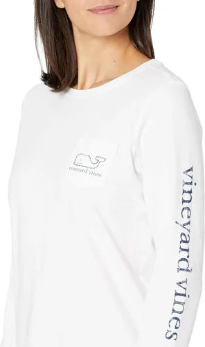 Vista 4 de vineyard vines Women's Long Sleeve Vintage Whale Pocket T-Shirt