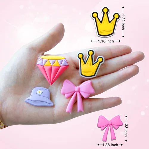 Vista 3 de 30, 50, 100 piezas de dijes para zapatos para niñas, lindos dijes de decoración de zapatos para niños, Kawaii no aleatorios, diferentes zapatos