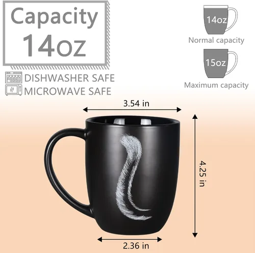 Vista 2 de Taza de café de cerámica con diseño de gato de 14 onzas, regalo para amantes de los gatos, regalos personalizados para inauguración de la casa