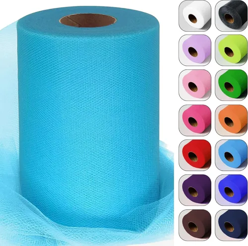 Vista 37 de Rollos de tela de tul verde ácido de 6 pulgadas por 100 yardas (300 pies) Cinta de tul para tutú, falda, envoltorio de regalo, decoración de boda