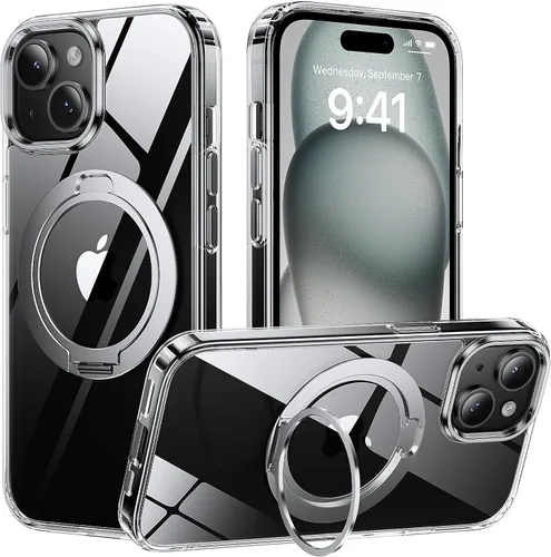 Vista 11 de Tigowos Funda magnética para iPhone 15, resistente a las caídas, sensación de piel mate, a prueba de golpes, ajuste delgado para iPhone 15, negro