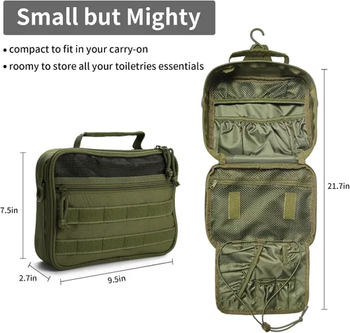 Vista 3 de SMONT Neceser de viaje para hombres con diseño de apertura completa de doble lado, organizador de artículos de aseo de viaje, kit Dopp, bolsa