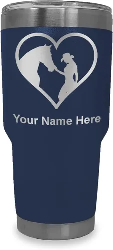 Vista 31 de LaserGram Vaso aislado al vacío de 20 onzas, corazón de vaquera de caballo, grabado personalizado incluido (negro)