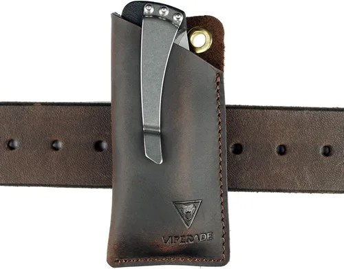Vista 9 de VIPERAED PJ11 EDC - Funda de cuero pequeña para cinturón, funda de cuero para linterna pequeña, funda de cuero pequeña para cuchillos de cuero Negro