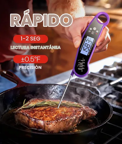 Vista 3 de Termómetro digital para carne, termómetro de alimentos para cocinar, morado Púrpura