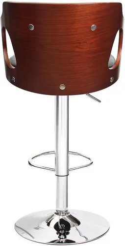 Vista 9 de Homall Taburetes de bar de madera curvada de nogal, altura ajustable, taburetes de bar modernos de cuero con respaldo de vinilo, taburetes de bar