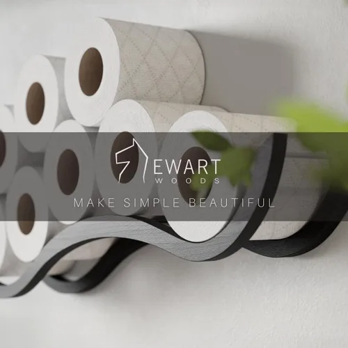 Vista 7 de EWARTWOODS Soporte de madera para papel higiénico para papel higiénico (negro)