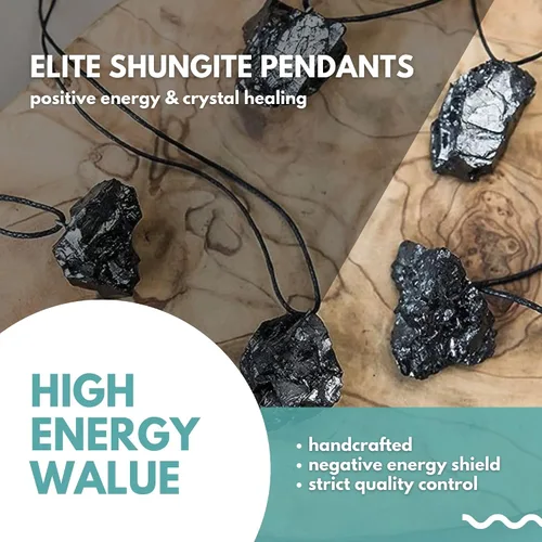 Vista 2 de Shungite Wholesale Elite Shungite - Juego de cinco colgantes Joyas de cristal unisex minimalistas a granel Piedra preciosa auténtica negra