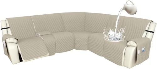 Vista 73 de Arfntevss Fundas de sofá modular reclinable, 100% impermeable, en forma de L, para sillón reclinable en forma de L, funda seccional lavable