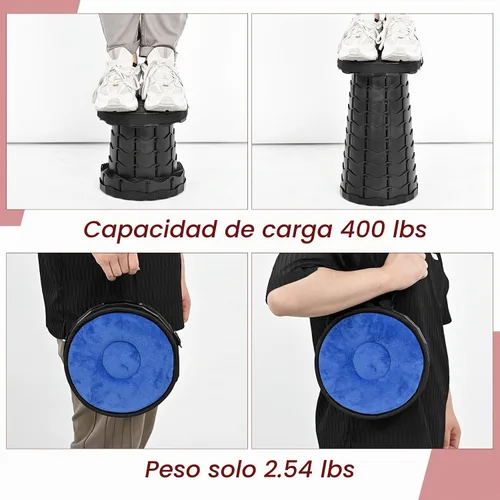 Vista 2 de Taburete plegable portátil, paquete de 2 con cojín, 400 libras