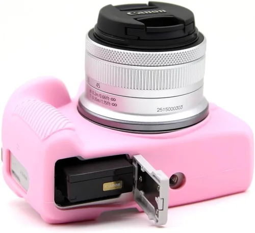 Vista 4 de Funda R50, carcasa de silicona suave, ultrafina, ligera, de goma, suave, para Canon Eos R50 (rosa)