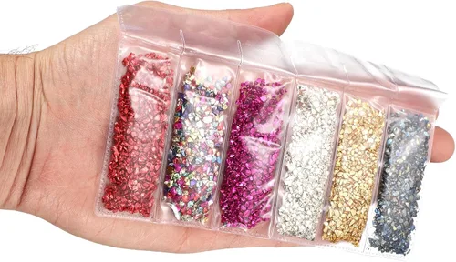 Vista 6 de uxcell Chips de vidrio triturado de 6 colores, vidrio metálico con purpurina irregular de 0.39 a 0.157 pulgadas para manualidades, manualidades