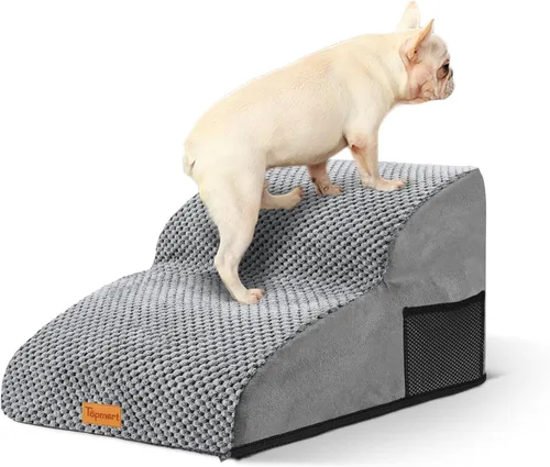 Vista 22 de 2-Step Dog Stairs for Small Dogs, Non-Slip Foam Pet Steps for Low Couch Bed Negro