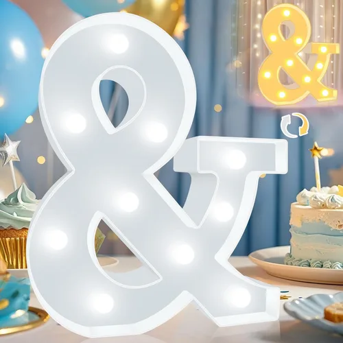 Vista 38 de Pooqla Letras con luces LED de marquesina, letras decorativas iluminadas en blanco cálido y blanco frío, letras del alfabeto iluminadas para niños